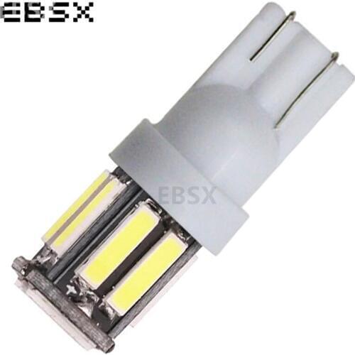 EBSX Wholesale !! 900PCS/lot 12V T10 7014 10 SMD 7020 W5W 10Led Door Lights Instrument Lamps White Auto Car Led Light Bulbs