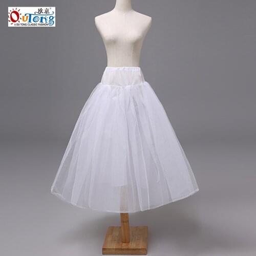 Outong 2021 White Children Petticoat A-Line Long Flower Girl Dress Underskirt Elastic Waist Large Girl Hard Net Dress Petticoat