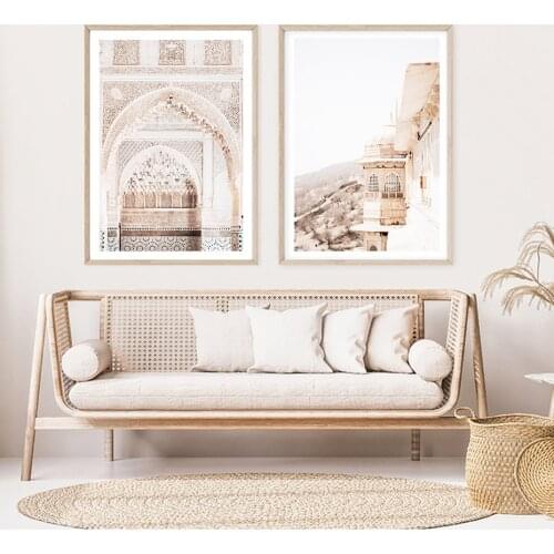 Travel Landscape Poster Beige Moroccan Architecture Canvas Paintings Bohemia Style Wall Art Prints for Living Room Home Decor