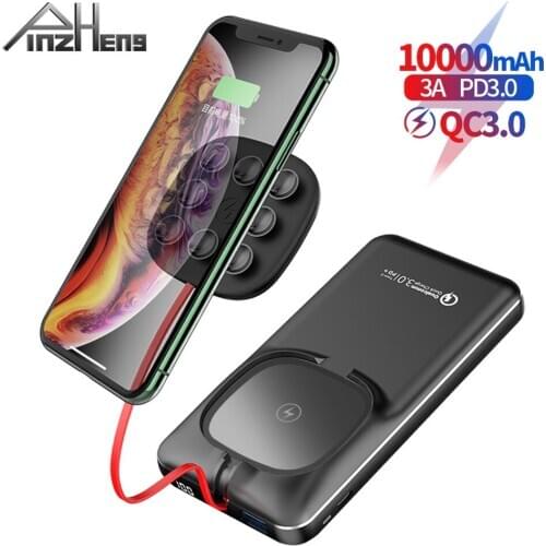 PINZHENG 10000mAh PD 3.0 Wireless Power Bank Portable Charger Poverbank External Battery 10000 mAh Powerbank Charger For Xiaomi