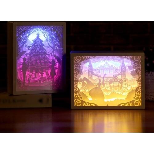 Professional 3D Paper Carving Night Light LED Papercut Light Box Sculptures Frame Gift Decorative Desktop night Lamp
