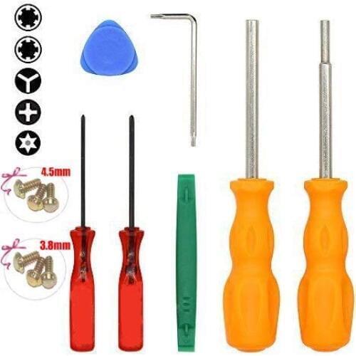 Ruitroliker 3.8 mm 4.5 mm Security Screwdriver Game Bit Tool Set Full Tool Kit with 6pcs Security Screws for Game Consoles Cartr