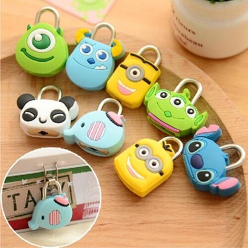 Cute Creative Mini Cartoon Silicone Metal Luggage Suitcase Lock Padlock Backpack Handbag Suitcase Drawer Cabinet