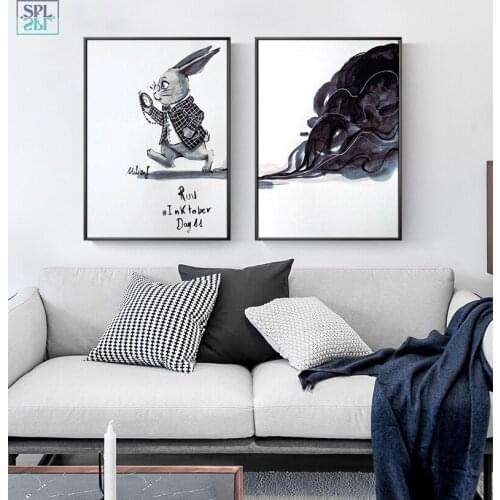 SPLSPL Doctor Rabbit Cute Cartoon Animals Canvas Art Print Poster Ornamentation for Kids Room Wall Picture Unframed