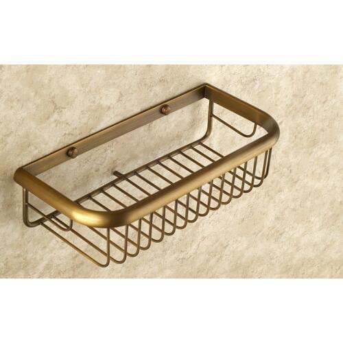 300mm Vintage Retro Antique brass Wall Mounted Bathroom Shower Shelf Storage Basket Bathroom Accessory mba523