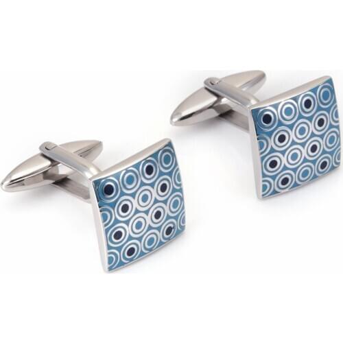 Wollet Men High Blue Quality Square 316L Stainless Steel Cufflinks Birthday Gift for Dad Him A SCF-2116