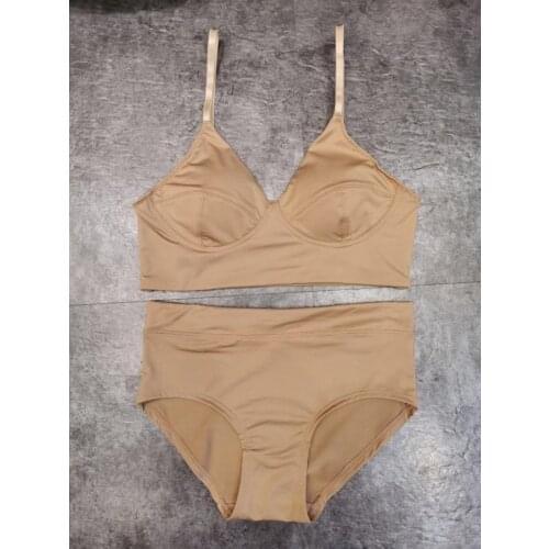 Wriufred Sexy glossy lingerie set beauty back cushion thin milk silk bra ladies underwear no steel ring bra set girl bralette