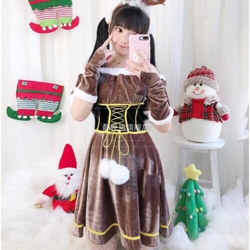 Japanese Christmas holiday party dress sweet cute Lolita Cute Kawaii Tea Party Dress Cos Loli Vestidos