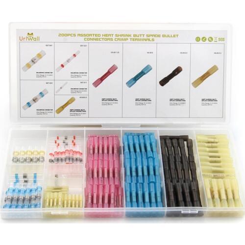 YT 200PCS Waterproof Solder Sleeve Wire Connector + Heat Shrink Butt Connector 26-10 AWG Insulated Crimp Terminal Connector Kit