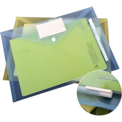 10 Pcs File Bags Waterproof A4 Paper Stationery Storage Folder PP Transparent Portfolio Policy Briefcase With Label and Pen Hole