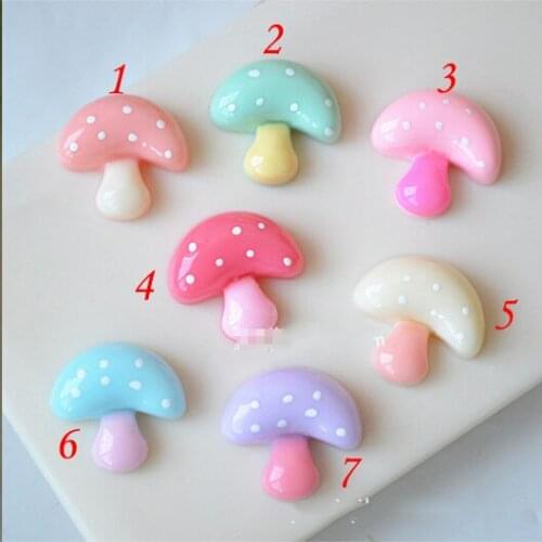 10pcs/lot, Flat Back Resin Dot Color mushrooms For Cell Phone Deceration Crafts DIY 17*16mm