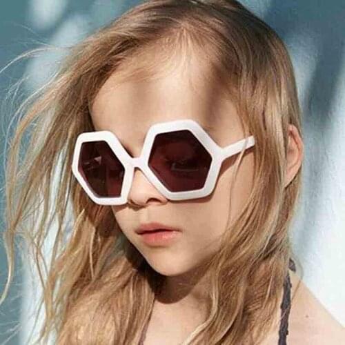 2021 Polygon Child Sunglasses Boys Girls Fashion Big Frames Sun Glasses New Kids Solid Color Shading Eyewear UV400 AG22
