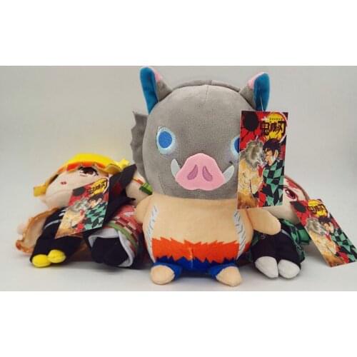 4pcs/set Demon Slayer Kimetsu No Yaiba Kamado Tanjirou Nezuko Zenitsu Agatsuma Hashibira Inosuke Soft Stuffed Plush Toys Dolls