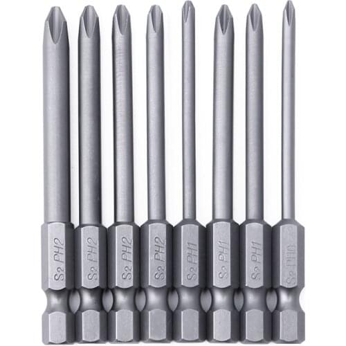 8 Sizes Alloy Steel Magnetic Cross Head Screwdrivers 75mm Length 6.35mm Handle New