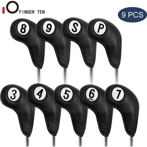 9/10Pcs PU Leather Golf Iron Cover Magnetic Waterproof Headovers Protector Both Sides Covers Set Accessories Drop Shipping