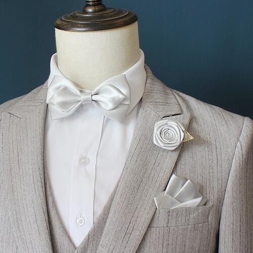 Free Shipping Mens MALE New Bow tie groom groomsmen wedding bow pocket scarf brooch suit suit shirt collar flower accessories