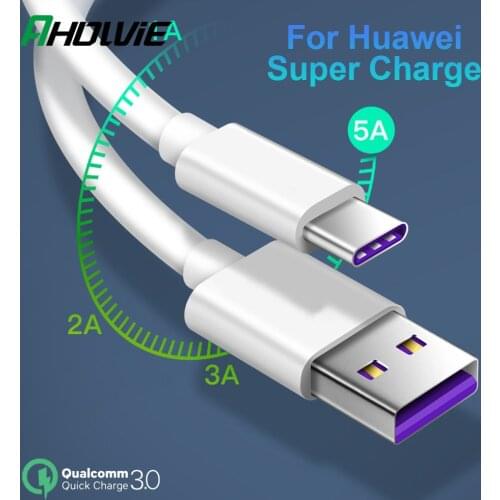 Ahowie USB C Charger 3.0 Type C Cable Short Tipo C 3.1 Fast Charging Cable For Xiaomi Note 7 Samsung S8 A50 S10 5A Carga Rapida