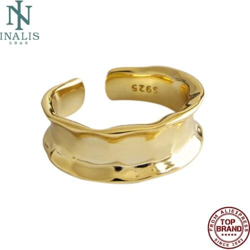 INALIS Simple Ring For Women S925 Sterling Silver Personality Irregularity Concavity Ring Small Crowd Style Fine Jewelry New