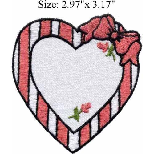 Beautiful flower heart 2.97"wide embroidery patch for love/forever/wedding