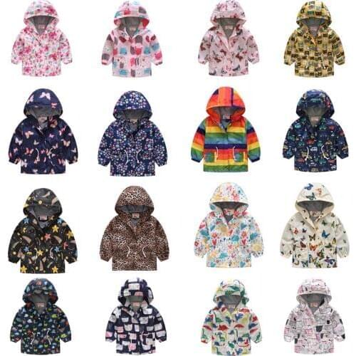 3-7Yrs Cartoon Printed Kids Jackets For Boys Girls 2019 Spring Autumn Boys Hooded Coat Causal Children Windbreaker Girls Clothes