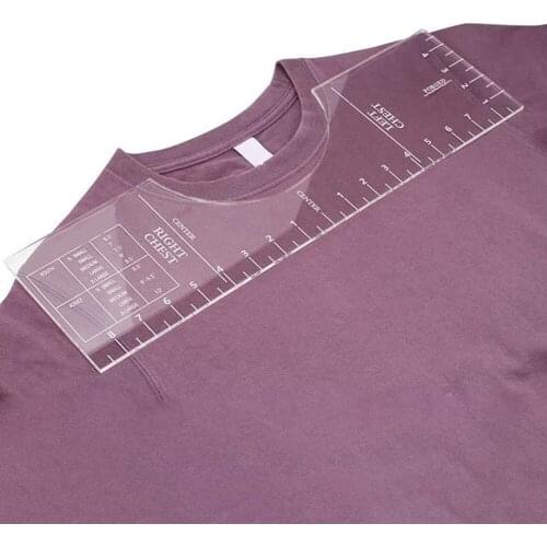 46x12.7cm/18x5in Acrylic Alignment Ruler T-Shirt Center Design Craft Ruler with Guide Tool Transparent