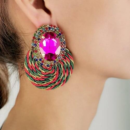 MANILAI 2021 New Style Colorful Crystal Earrings Rhinestones Handmade Round Drop Earring Fashion Jewelry Accessories For Women
