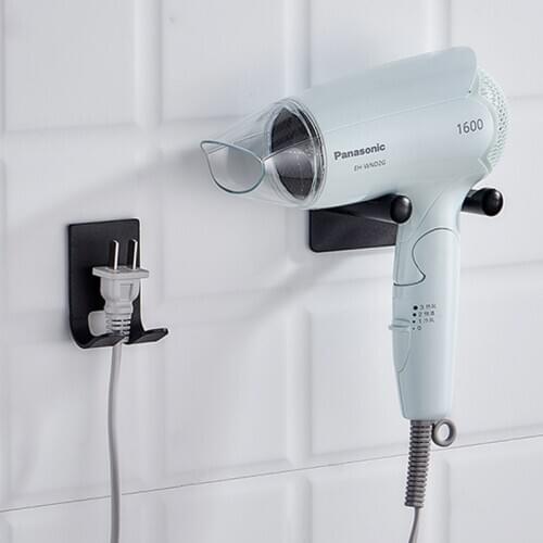 Multi-function Bathroom Storage Organizer Hair Dryer Holder Wall Mounted Punch-free Rack Space Aluminum Hairdryer Holder Rack