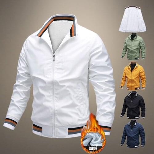 Mens Casual Bomber Jacket Spring Autumn Fleece Windbreaker Coat Male Slim Baseball Jacket Warm Mens Jacket Overcoat Outwear 4XL