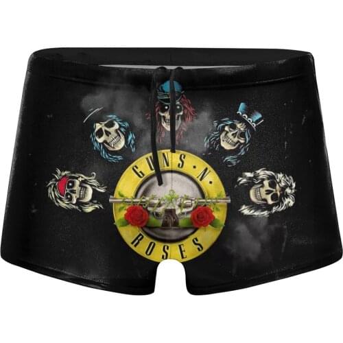 American Rock Band Guns And Roses Fast Dry Nylon Mens Swim Trunks Manview Swim Shorts with Europe Size Sexy Smmer Beach Shorts