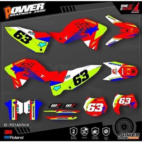 PowerZone Custom Team Graphics Backgrounds Decals 3M Stickers Kit For KTM SX SXF MX 07-10 EXC XCW Enduro 08-11 125 to 500cc 19