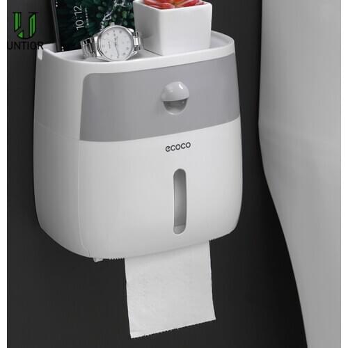 UNTIOR Plastic Toilet Paper Holders Creative Bath Waterproof Tissue Box Wall Mounted Storage Box Double Layer Toilet Tissue Case