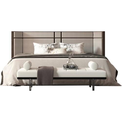 New Chinese solid wood double bed bedroom modern light luxury high-grade widened bed screen bed new products