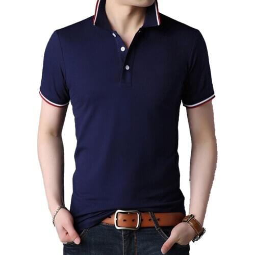TFETTER 2020 New Arrival Casual Business Mens T-shirt Short Sleeve Solid Color Stripe Collar Tshirt Men Summer Tops & Tees