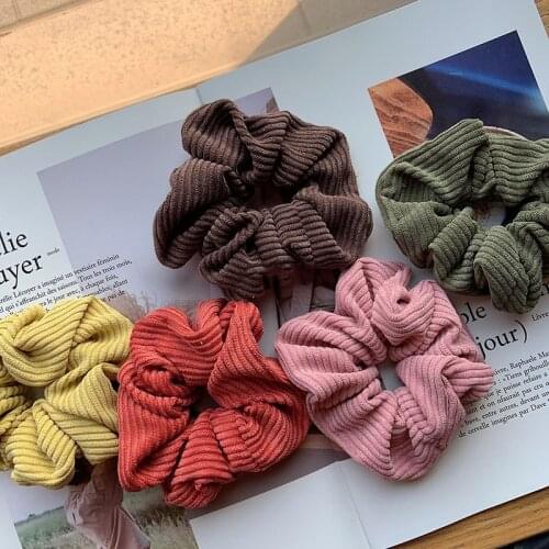 New Velvet Hair Loop Big Elastic Scrunchies Solid Soft Ponytail Hair Rings Striped Hairbands For Women Headdress Accessories