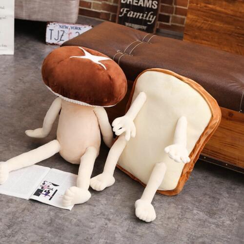 50/80cm Cute Mushroom plush toy pillow Cushion pillow Bread doll Funny toys For Chidren