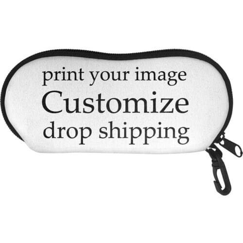 Portable Glasses Case Customize Your Name Image Eyeglasses Case Unisex Eye-wear Storage Bags Neoprene Travel Sunglasses Pouch