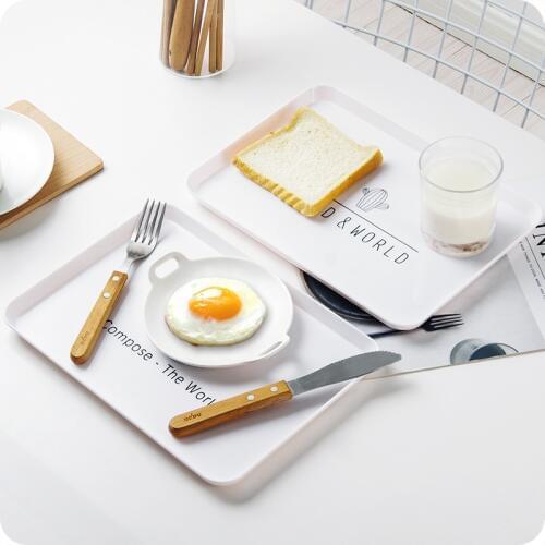 Nordic Style Rectangular Storage Tray Household Simple Breakfast Decorative Tray Plastic Food Dessert Tray