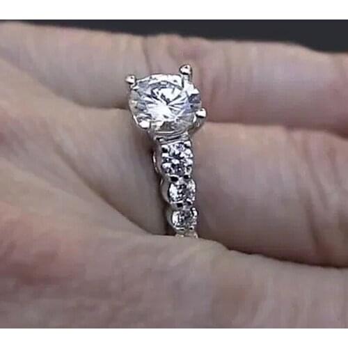 COASHI Low-key Luxury Bridal Wedding Ring 4 Claws Zirconia Stone Engagement Ring Simple Temperament Jewelry Graceful Accessories