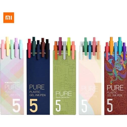 Xiaomi KACO Sign Pen Gel Pen 0.5mm Refill Smooth Ink Writing Durable Signing Pen 5 Colors Vintage Color Macarons Pens Gift Set