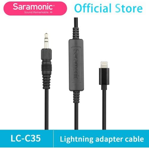 Saramonic LC-C35 Output Cable Locking 3.5mm Male Connector to Apple Certified Lightning for iOS Device Vlog Film Making Shoot