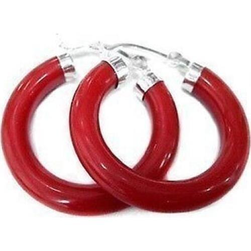 Earring Jewelry Natural Stone Beads Marcasite Earrings Size: 28mm Coral Red 925 Sterling earrings femaleWomen Party