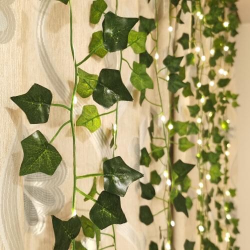 3M*2M LED Fairy Curtain String Lights & Artificial Ivy Leaf Plants Garland for Chrsitams Party Wedding Room Home Outdoor Decor