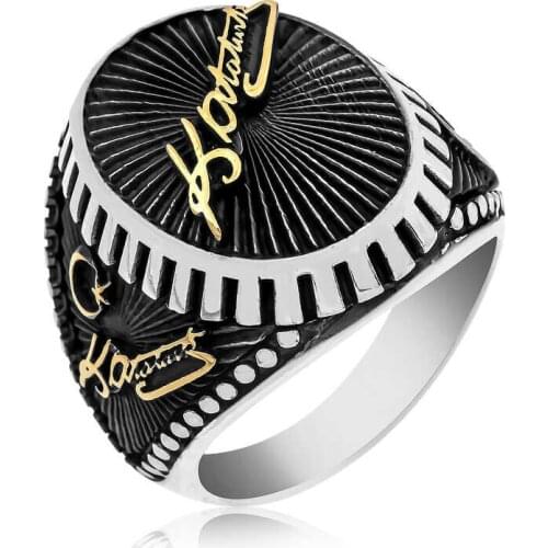 Tevuli 925 Sterling Silver Kemal Ataturk 'S Signature Men 'S Ring