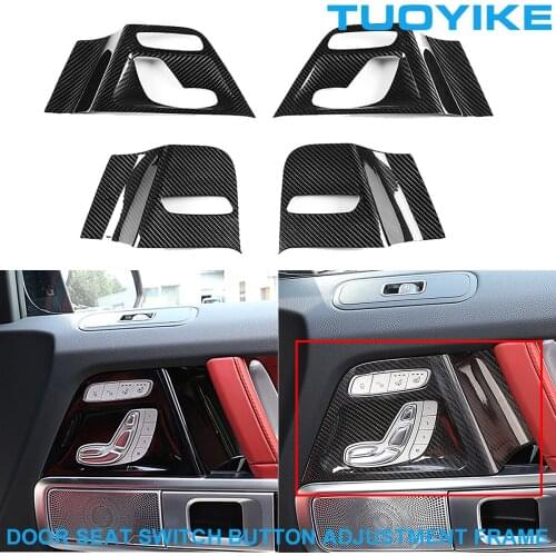 Carbon Fiber Inner Door Seat Chair Switch Adjustment Button Frame Cover Trim Stick For Mercedes BENZ W464 G63 G500 G550 2019-20