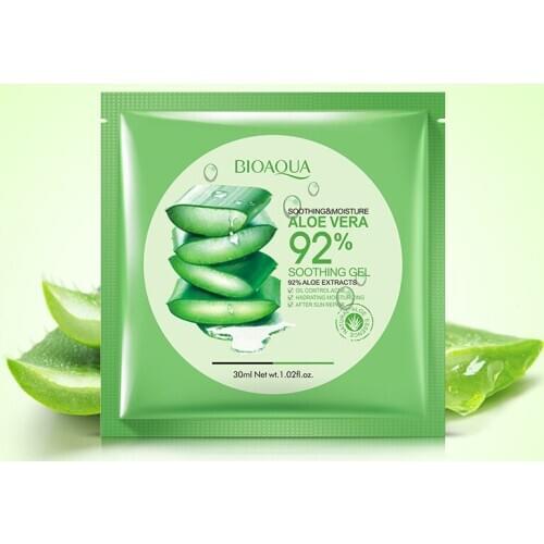 BIOAQUA Natural Aloe Vera Gel Face Mask Moisturizing Oil Control Wrapped Mask Shrink Pores Soothing Gel Facial Mask