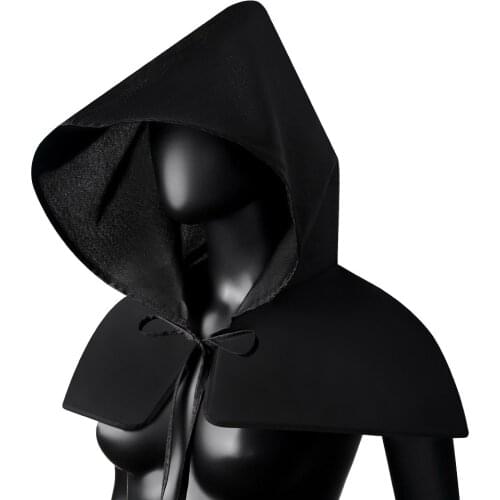 Vintage Black Cloak Unisex Gothic Accessories Medieval Hooded Cape Wizard Sorcerer Cloak Holloween Costumes Cosplay Props