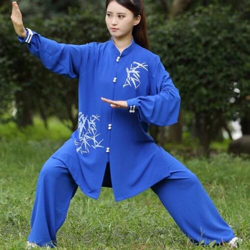 High quality Female Spring&Autumn ink bamboo tai chi training uniforms kung fu performance clothing martial arts wushu suits