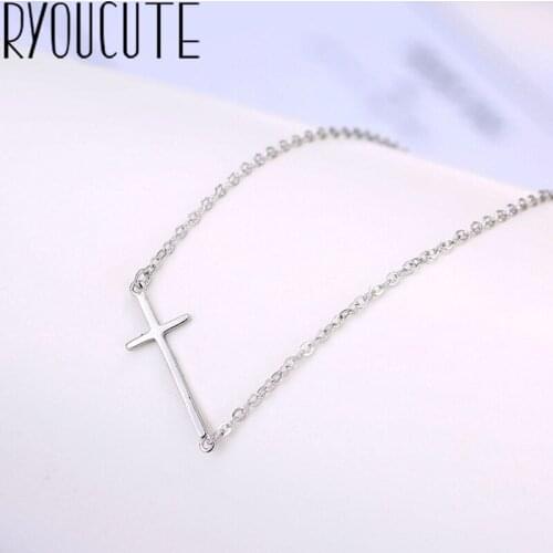 Boho Silver Color Cross Necklaces For Women Girls Fashion Jewelry Statement Charm Necklaces Pendant Collar Collares