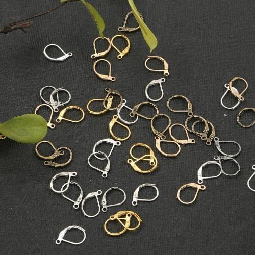 10pcs 10x16mm Copper Brass French Earring Hook Ear Wire Earrings Clasps Blank Base Accessories for DIY Jewelry Making Settings