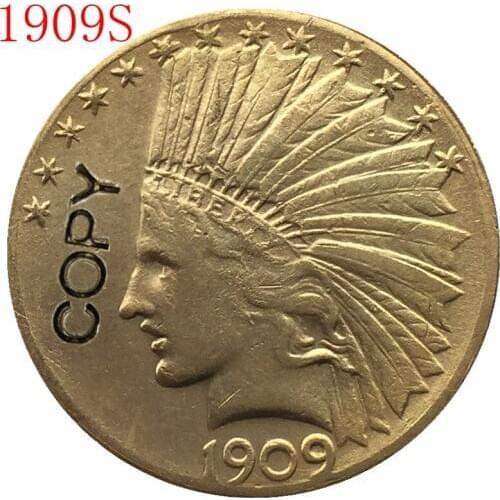 24- K gold plated 1909-S Indian head $10 gold coin COPY